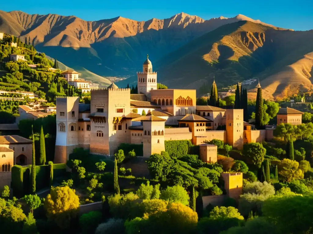 La Alhambra al atardecer en Granada, España