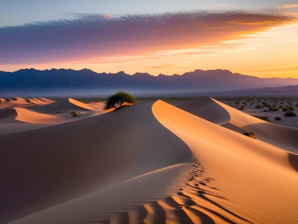 Un amanecer sereno en el desierto de la península arábiga, con palmeras y camellos, revela joyas ocultas del islam