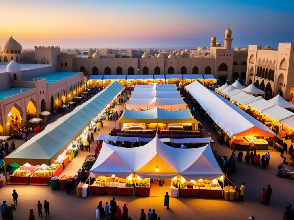 Animado mercado al aire libre en una ciudad de Medio Oriente durante Eid al-Fitr