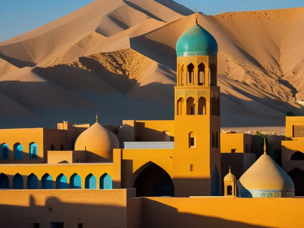 El atardecer en la Ciudad del Fuego Sagrado Yazd, con sus emblemáticos captadores de viento y antiguas construcciones de adobe, bañados por la cálida luz dorada, revela la rica historia y tradición de la ciudad