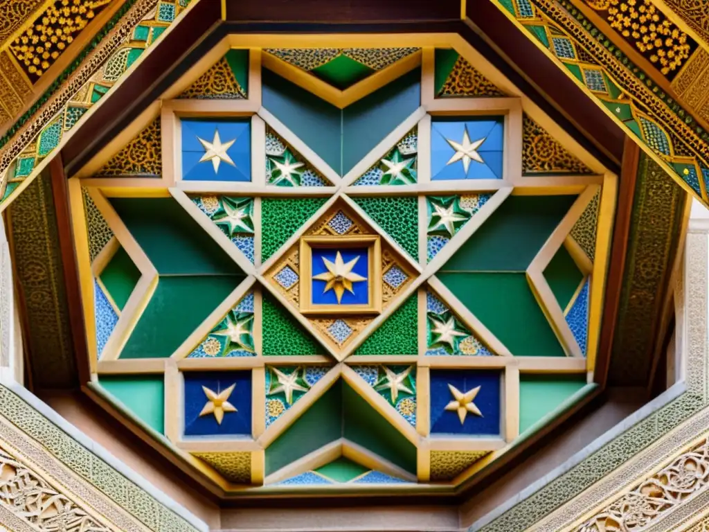 Mosaicos geométricos de la Alhambra: belleza islámica La belleza de la matemática islámica cobra vida en el intrincado mosaico de la Alhambra, Granada, con sus patrones geométricos y florales vibrantes