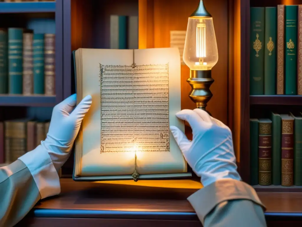 Bibliotecas secretas manuscritos islámicos: Antiguo manuscrito islámico iluminado en una misteriosa biblioteca llena de conocimiento oculto