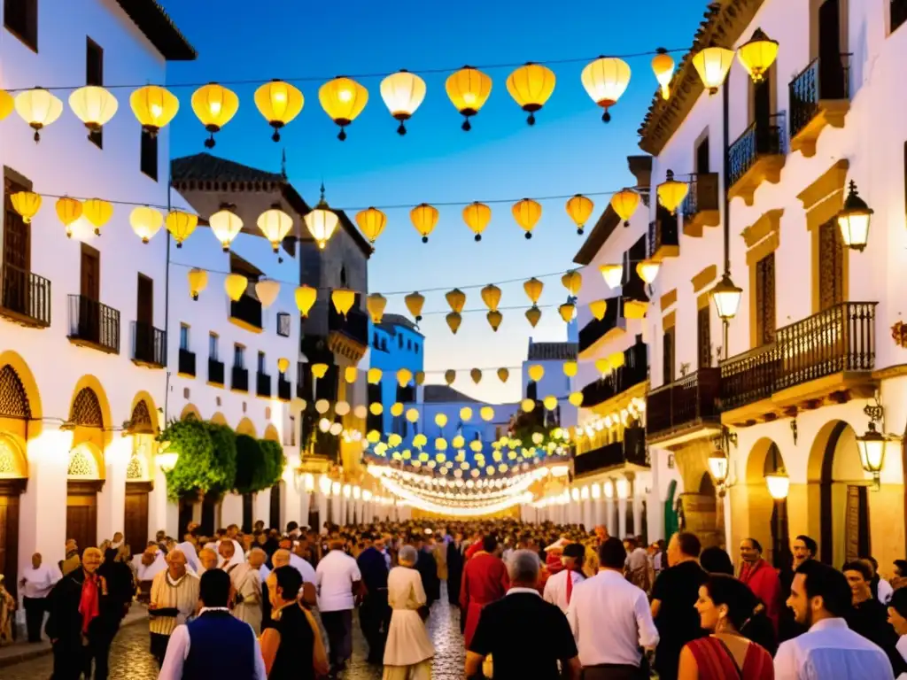 En la bulliciosa calle de Andalucía, España, durante un festival tradicional