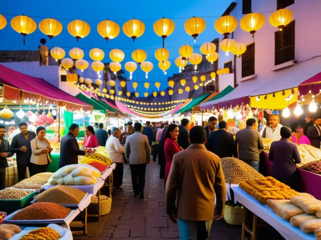 Un bullicioso mercado callejero en Latinoamérica fusiona la celebración del Eid al-Fitr con la vibrante cultura local