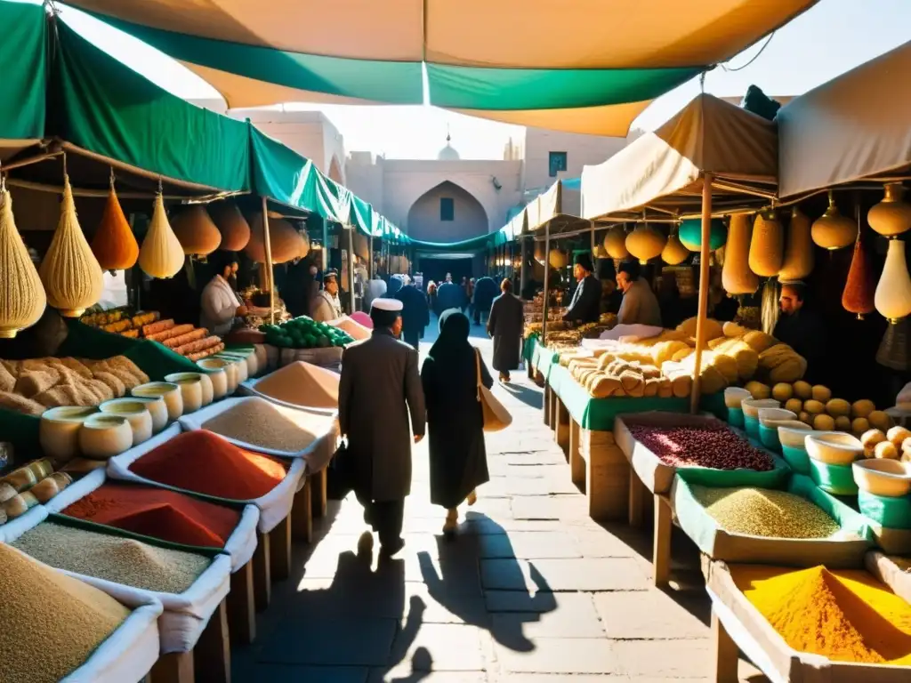 Explorando el bullicioso mercado chiita de Qom, Irán, con colores vibrantes y una atmósfera animada llena de vida y actividad diaria