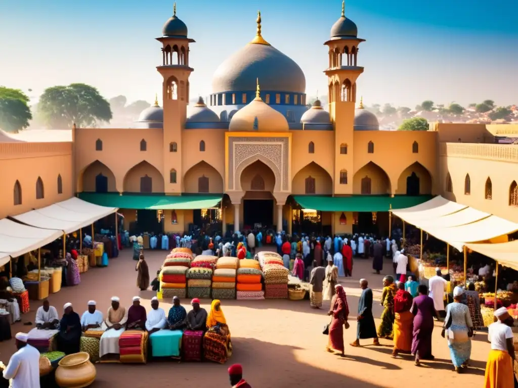 Un bullicioso mercado en una ciudad africana, con diversidad étnica y cultural