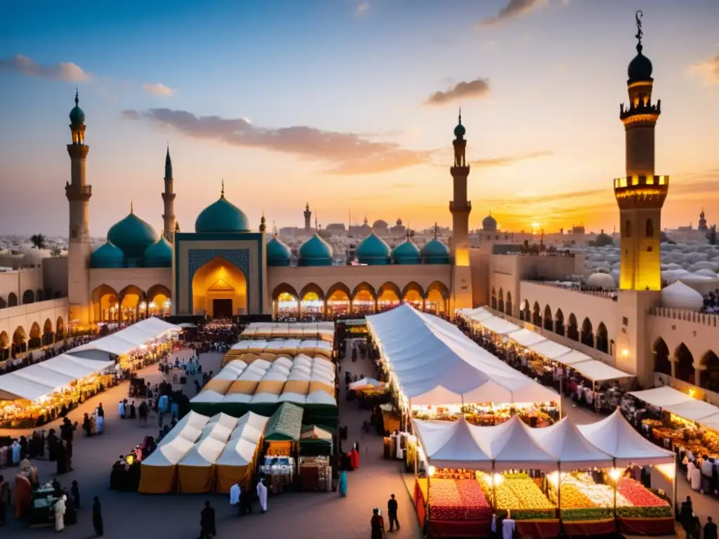 En un bullicioso mercado de una ciudad del Medio Oriente, se preparan para celebrar Eid alMawlid