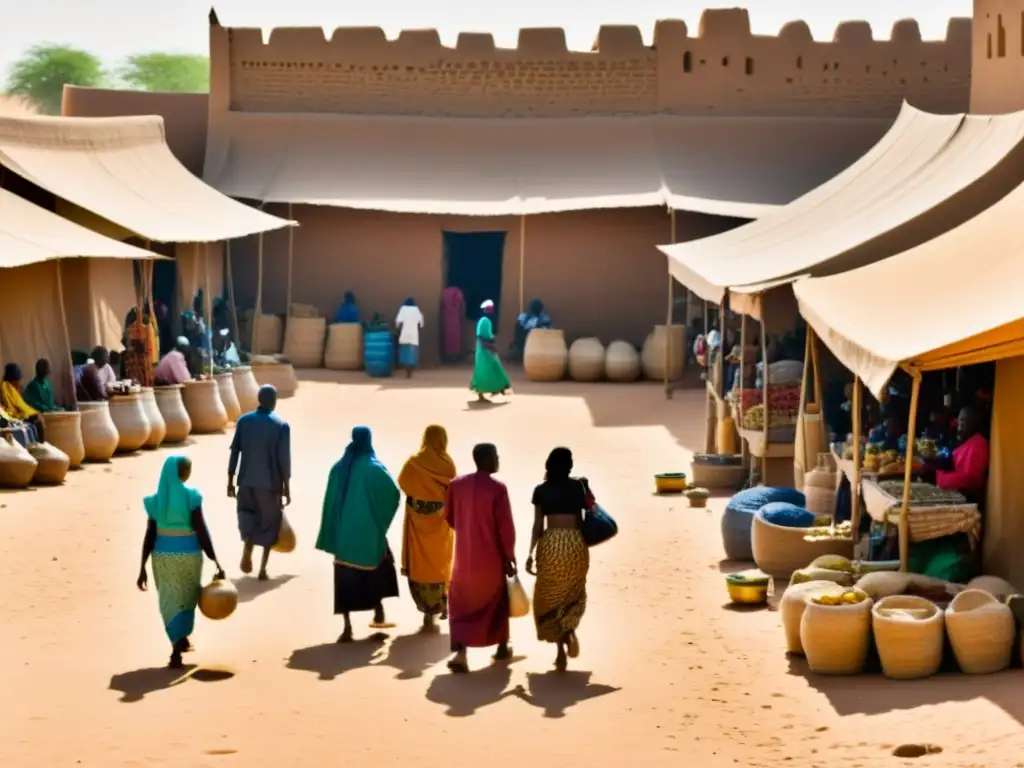 Un bullicioso mercado en Timbuktu, Mali, repleto de diversidad cultural en el Islam