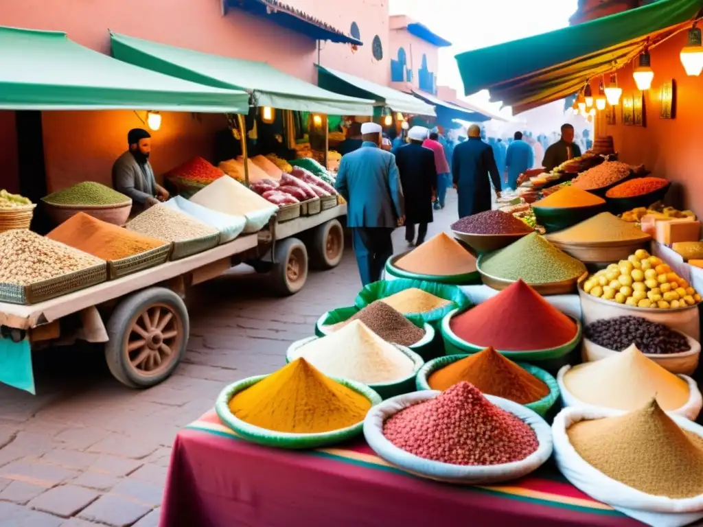 Un bullicioso mercado en Marrakech ofrece una variedad de productos halal