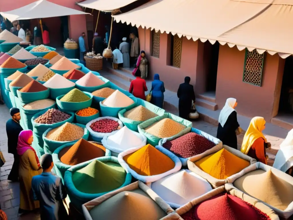 Un bullicioso mercado en Marrakech, Marruecos