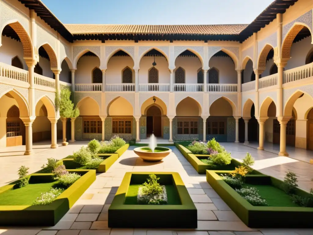 Un bullicioso patio de una antigua escuela de medicina islámica