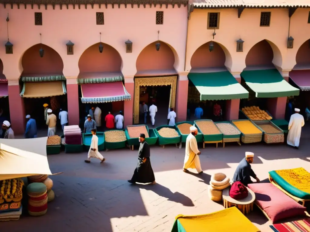 Un bullicioso zoco en Marrakech, Marruecos, muestra la diversidad cultural del Islam y la globalización, desafiando tradiciones con modernidad