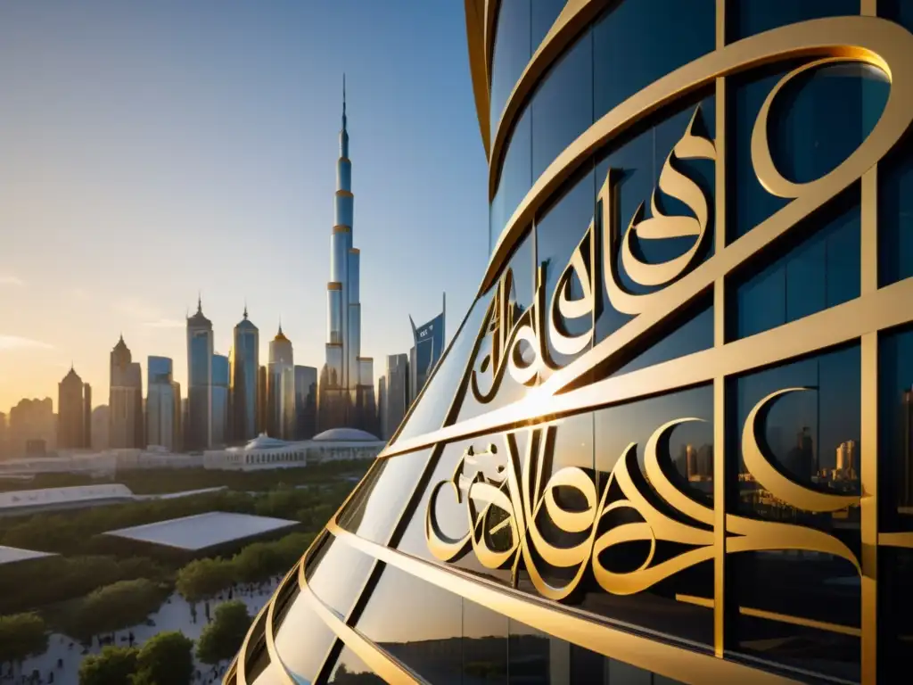 Caligrafía islámica en arquitectura contemporánea: fusión de líneas elegantes y modernidad en el skyline de la ciudad