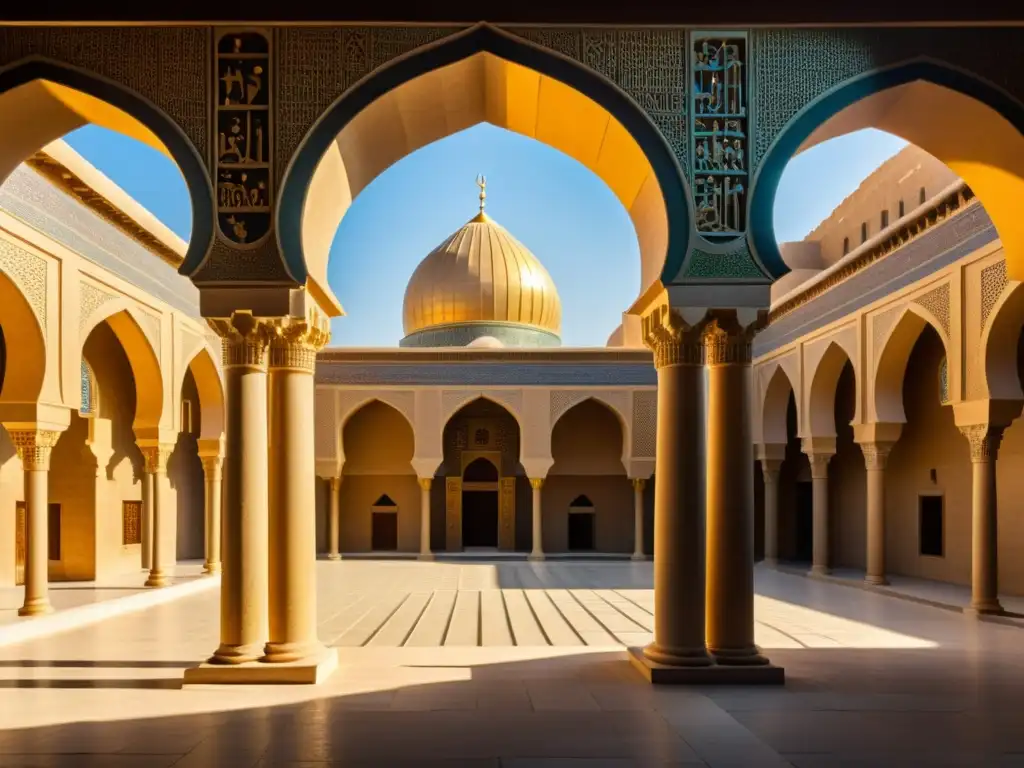 Una representación fotorealista de la Casa de la Sabiduría en Bagdad durante la Edad de Oro Islámica