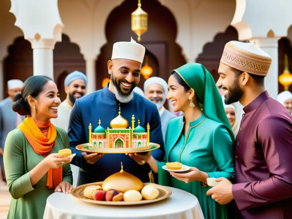 Una celebración Eid alFitr Ramadán llena de unidad, alegría y diversidad, con abrazos, regalos y platillos tradicionales