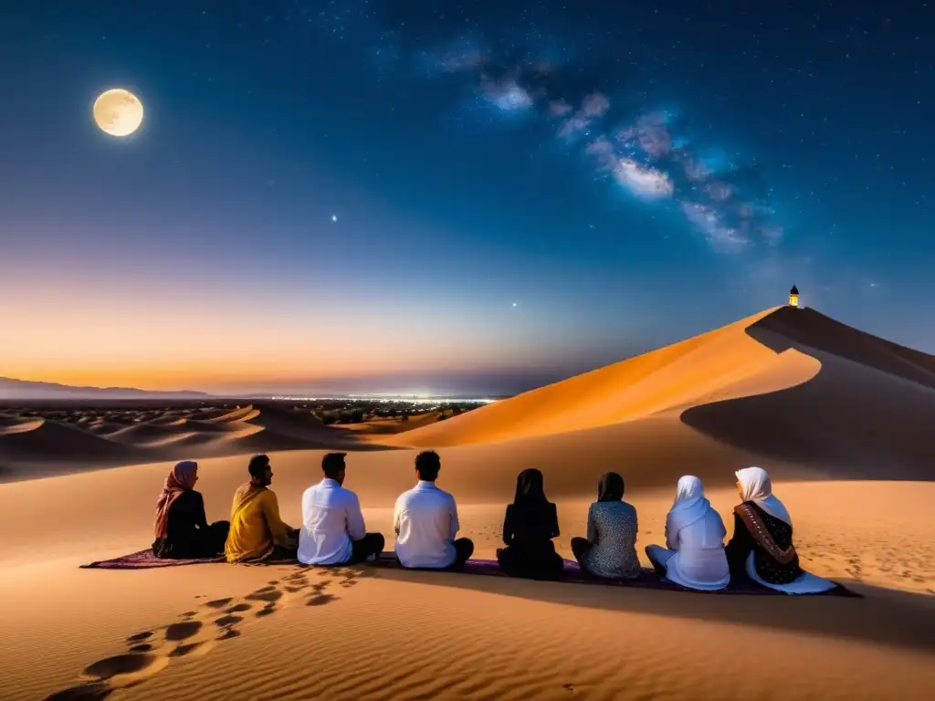 Una celebración bajo la luna llena en un oasis del desierto en el Año Nuevo Islámico Hijri: Tradiciones y celebraciones