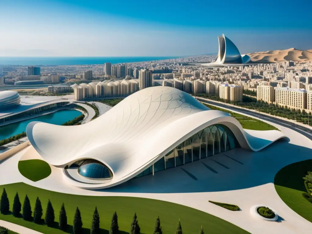 El Centro Heydar Aliyev en Baku, Azerbaiyán, fusiona la influencia de la arquitectura islámica moderna con un diseño futurista