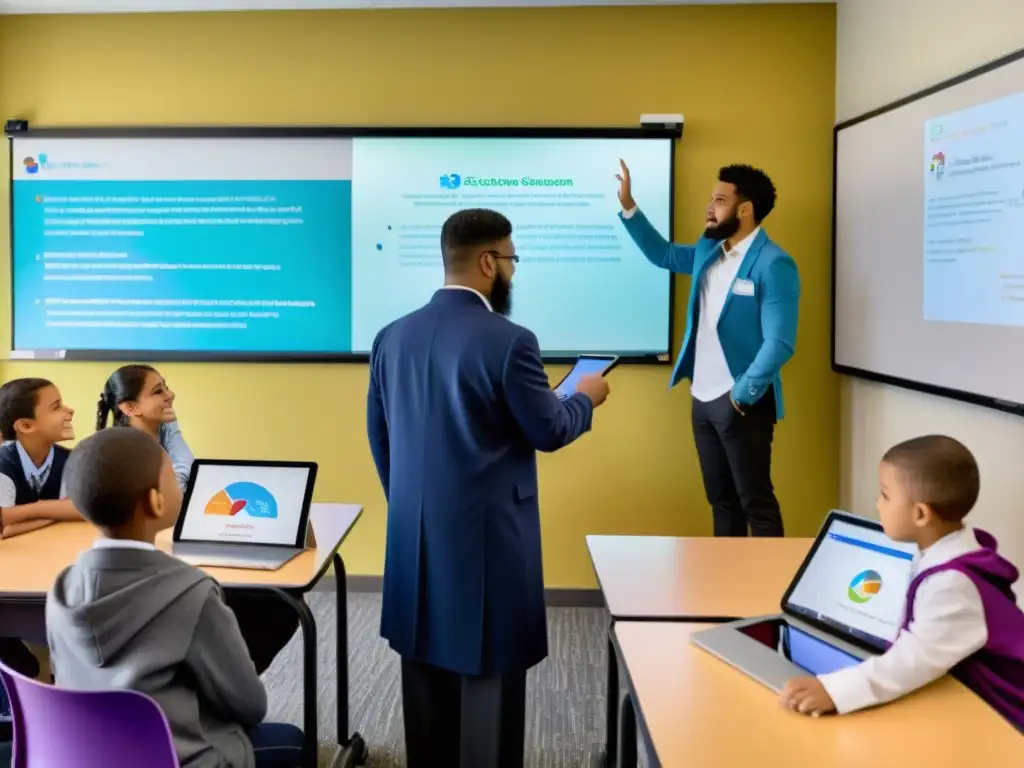 Clase interactiva de educación islámica con tecnología moderna Clase moderna con enseñanza islámica en la era de la información, diversidad y tecnología educativa