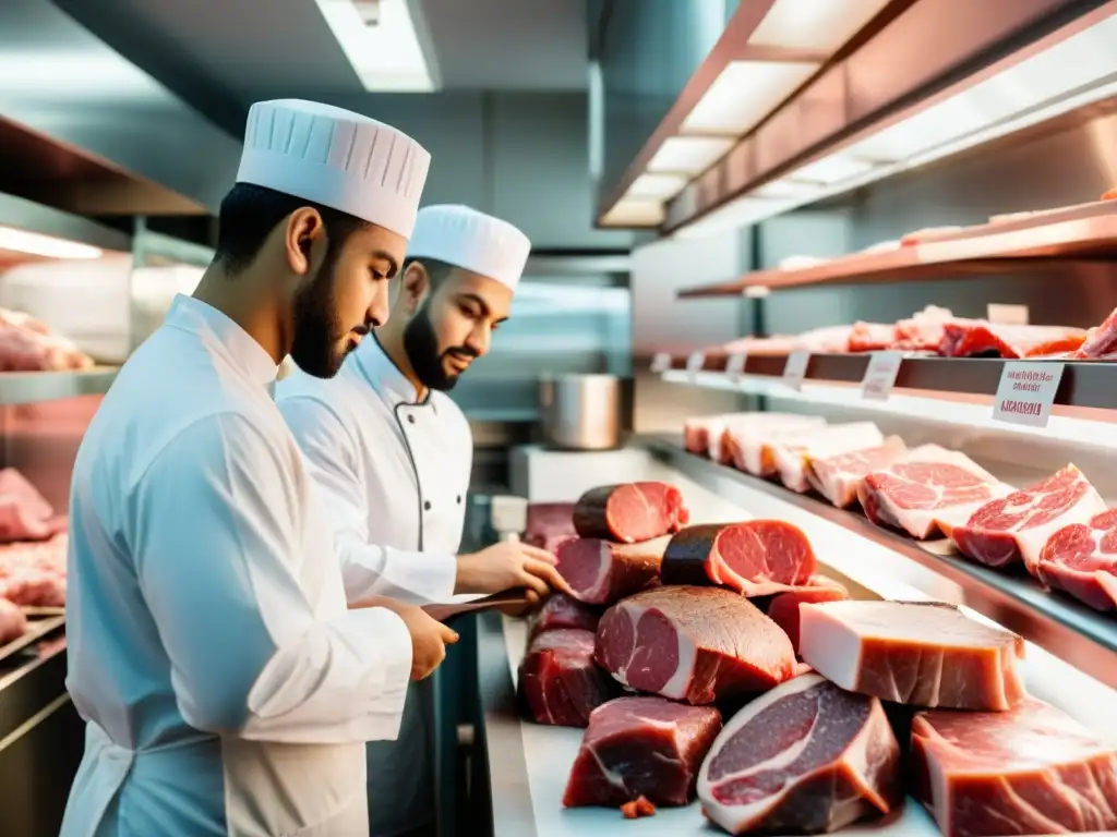 Clientes examinan y seleccionan cortes de carne Halal en línea, transmitiendo confianza y calidad