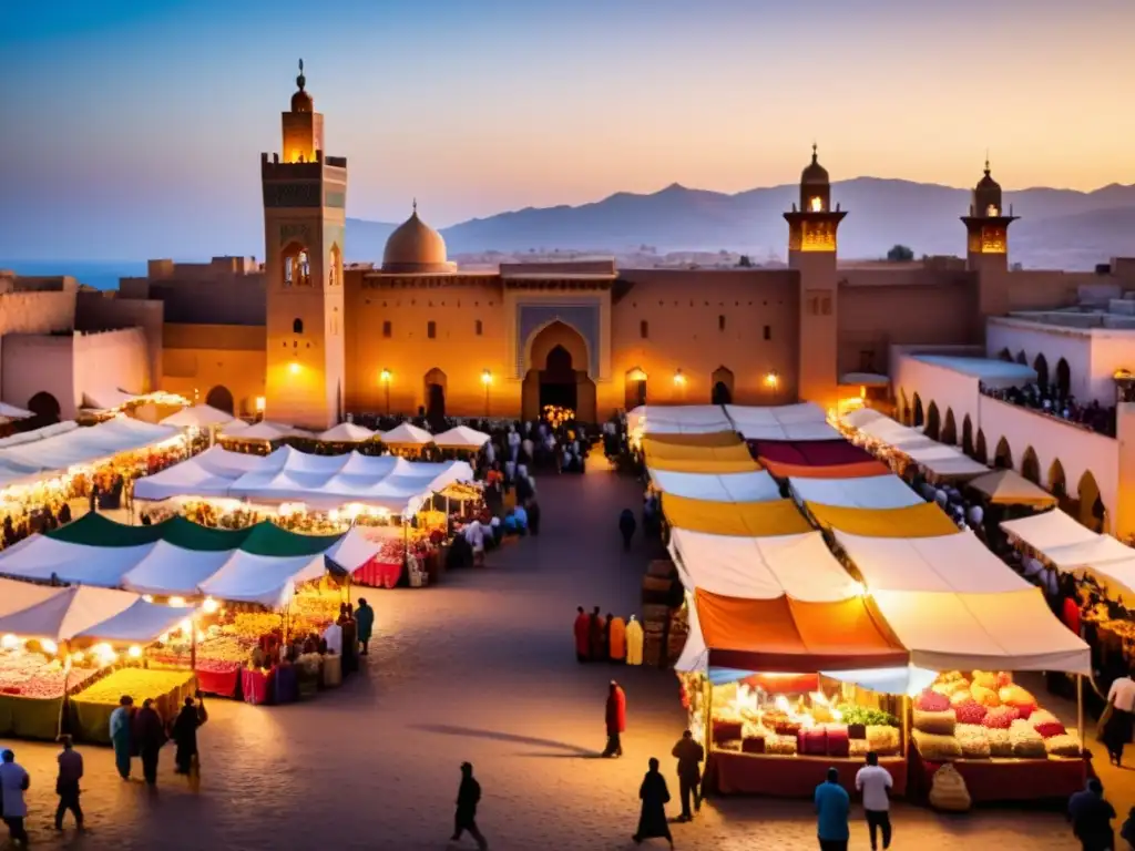 Colorido mercado al aire libre en Marruecos durante el Ramadán