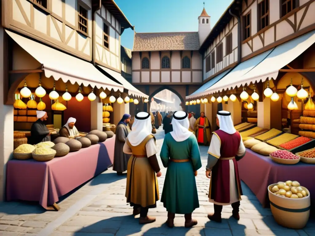 Colorido mercado medieval con influencia del Islam en autores no musulmanes