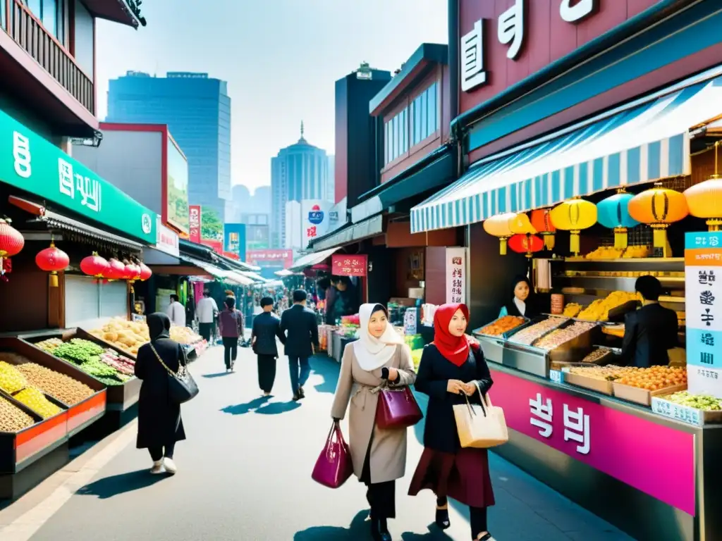 Un colorido y multicultural distrito de Itaewon en Seúl, con arquitectura tradicional y rascacielos modernos