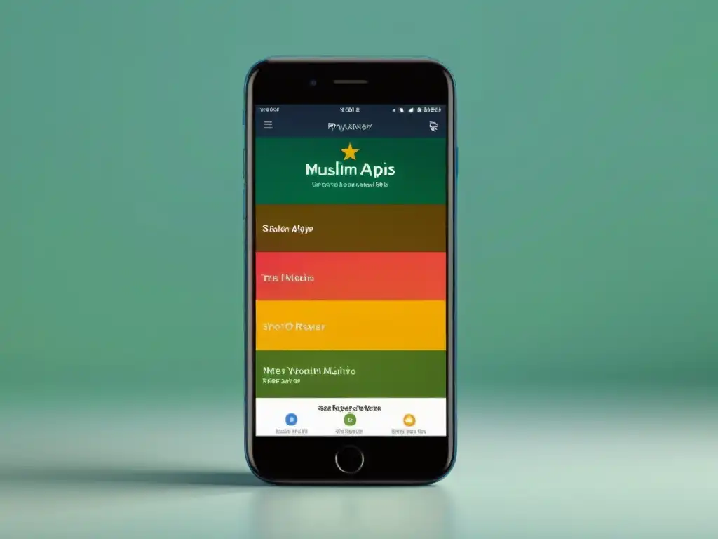 Comparativa de apps de oración musulmana: pantalla de smartphone muestra reseñas y calificaciones de usuarios en varios idiomas
