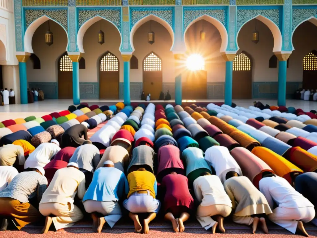 La comunidad se reúne en la mezquita para celebrar Eid al-Adha, armando un vibrante tapiz de colores y devoción