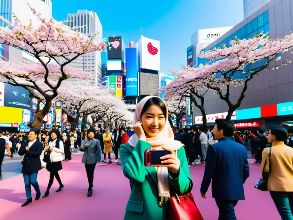 Comunidades musulmanas en Japón: Escena vibrante en Shibuya con diversidad cultural y arquitectura japonesa moderna