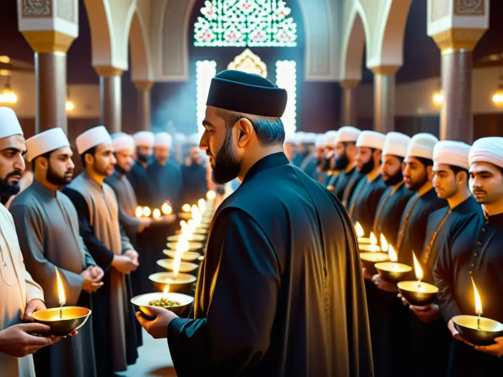 Una conmovedora imagen de la festividad Ashura Islam chiíta, donde diversos fieles se reúnen en una mezquita para conmemorar este importante evento religioso con solemnidad y devoción