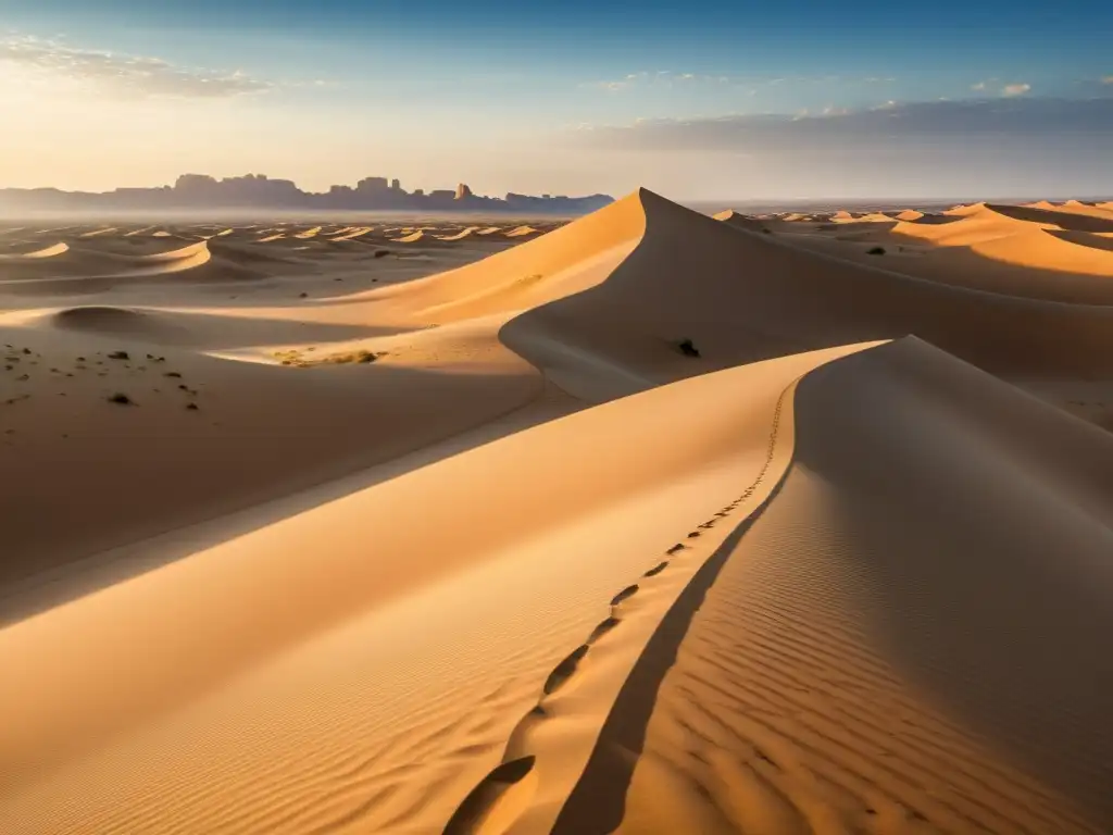 Desierto de arena dorada con tiendas beduinas, una vista que evoca la espiritualidad beduina en el Islam