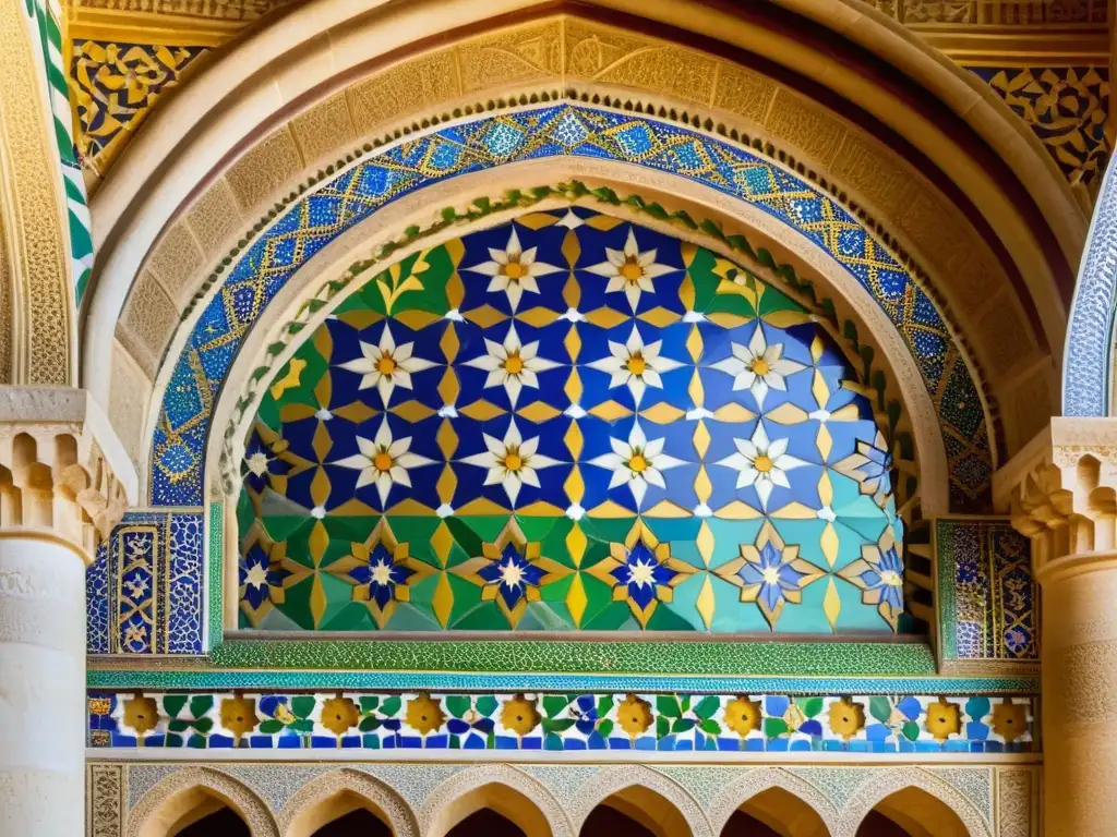 Deslumbrante mosaico en la Gran Mezquita de Córdoba, reflejando la artesanía de los Grandes innovadores del arte islámico en Umayyad