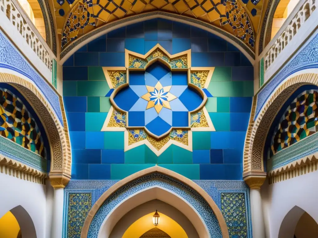 Detallada imagen 8k de la impresionante decoración de azulejos de la Mezquita en Cordoba, Argentina