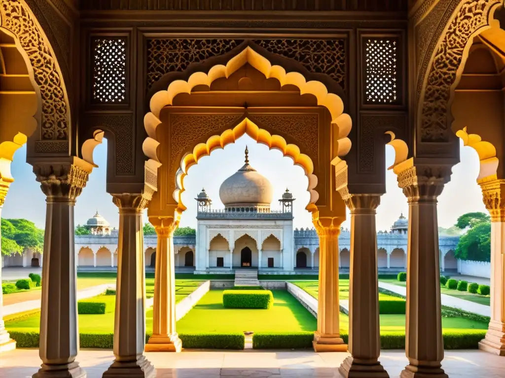 Detalladas tallas de los Qutb Shahi Tombs en Hyderabad, con luz solar creando patrones hipnóticos