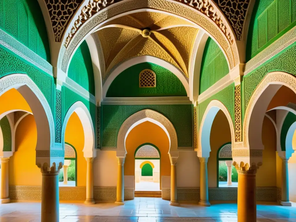 Detallado interior de la Medina Azahara, reflejando la opulencia de los Palacios del Califato de Córdoba