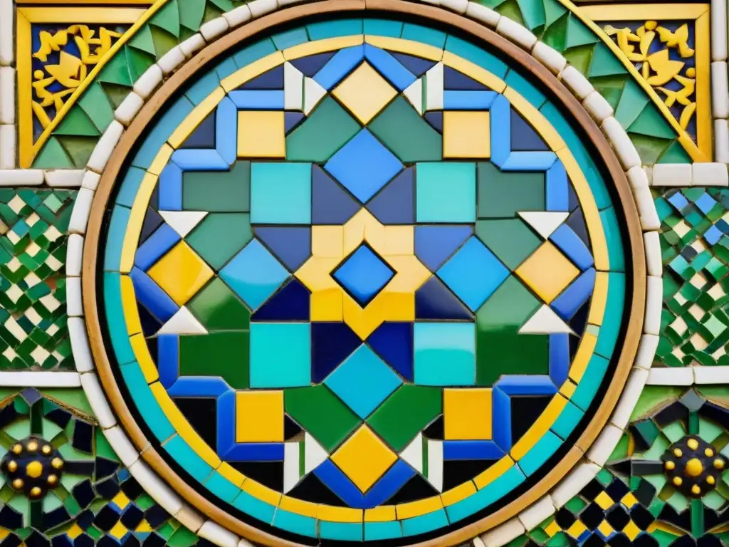 Detallado mosaico de la Alhambra, destacando la influencia del arte islámico en Occidente