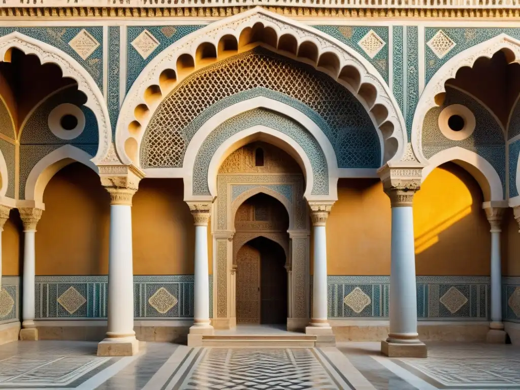 Detalle arquitectónico islámico del Castillo de la Zisa en Palermo, Sicilia, resaltando la herencia cultural siciliana islámica