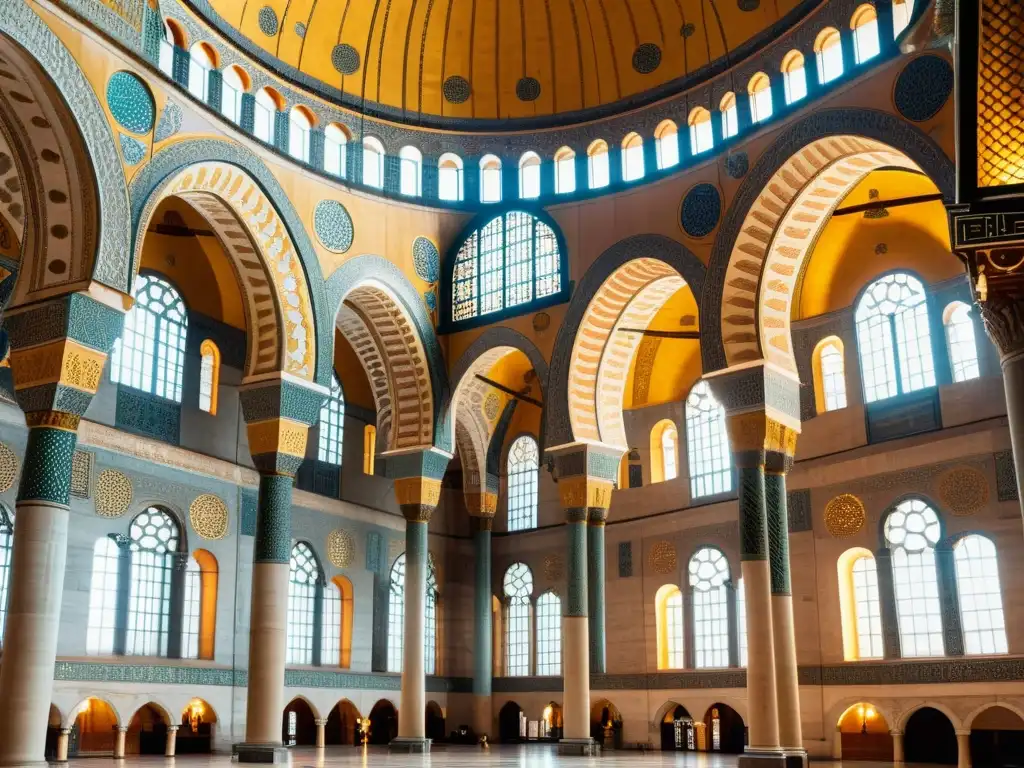 Detalle arquitectónico de la magnífica Süleymaniye Mosque en Estambul, resaltando la grandeza y belleza de la arquitectura del Imperio Otomano