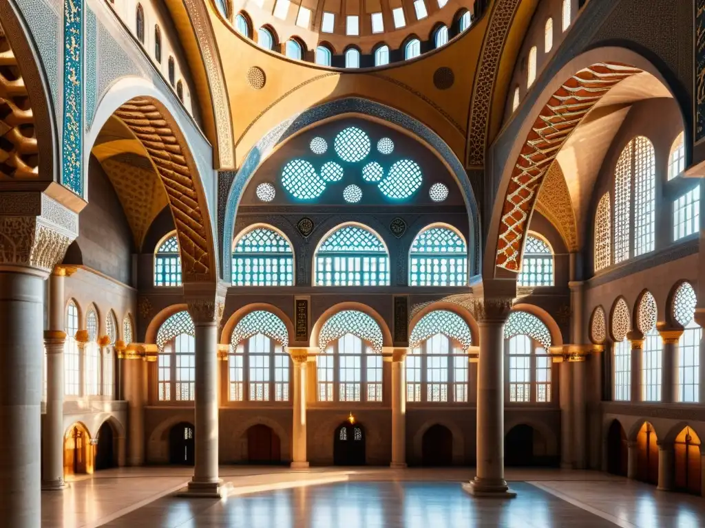 Detalle arquitectónico de la majestuosa Süleymaniye Mosque, reflejando la belleza de la Arquitectura del Imperio Otomano