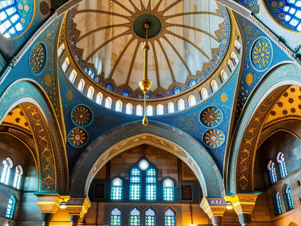 Detalle asombroso de la arquitectura islámica en la Mezquita Azul de Estambul, Turquía