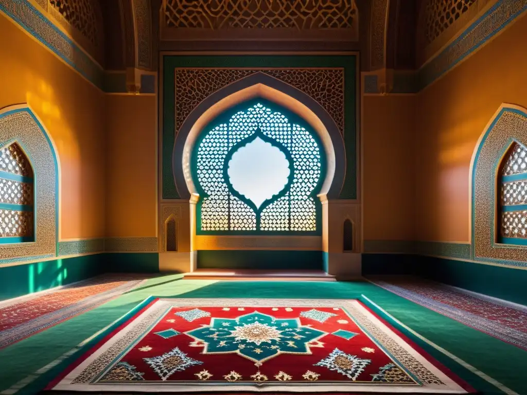 Detalle asombroso del interior de una mezquita menos conocida, resaltando su belleza arquitectónica e importancia histórica en la historia islámica