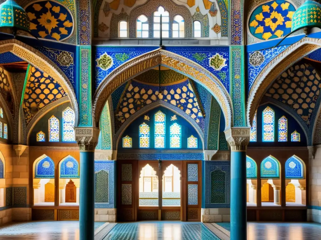 Detalle colorido y geométrico de la Estética mezquitas históricas mundo islámico en el interior de la histórica Mezquita Azul de Estambul, Turquía