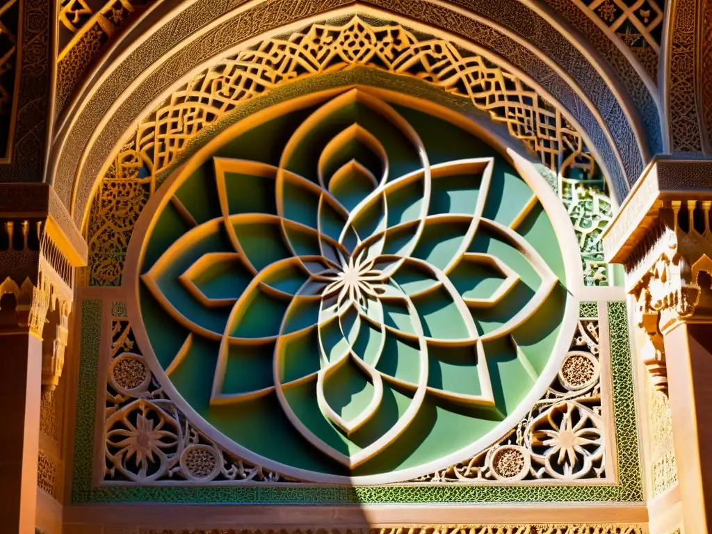 Detalle deslumbrante del simbolismo en la arquitectura musulmana en la Alhambra, Granada