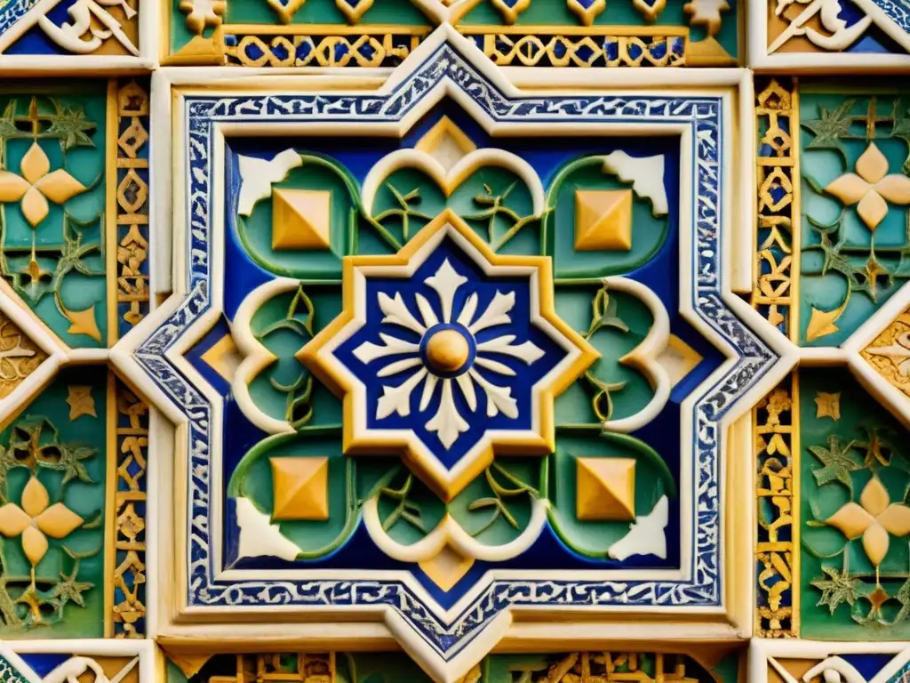 Detalle digital de azulejos de la Alhambra, destacando la preservación arquitectura islámica digital