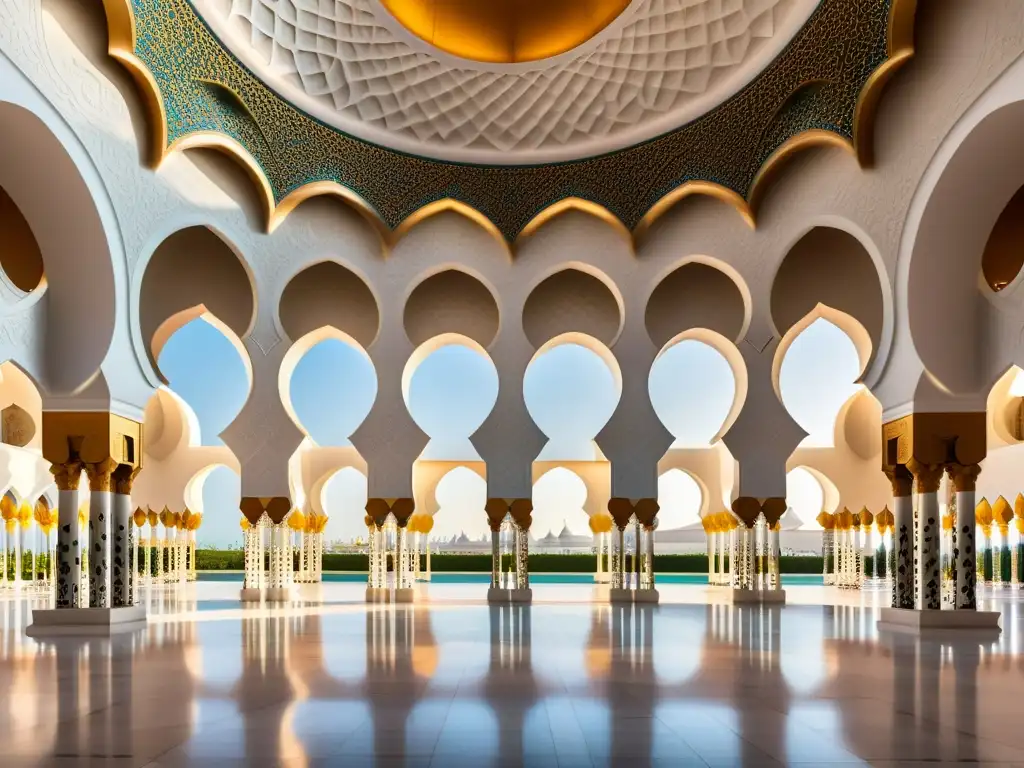 Detalle del diseño floral y caligrafía en la mezquita Sheikh Zayed en Abu Dhabi, resaltando los significados ocultos del diseño de las mezquitas