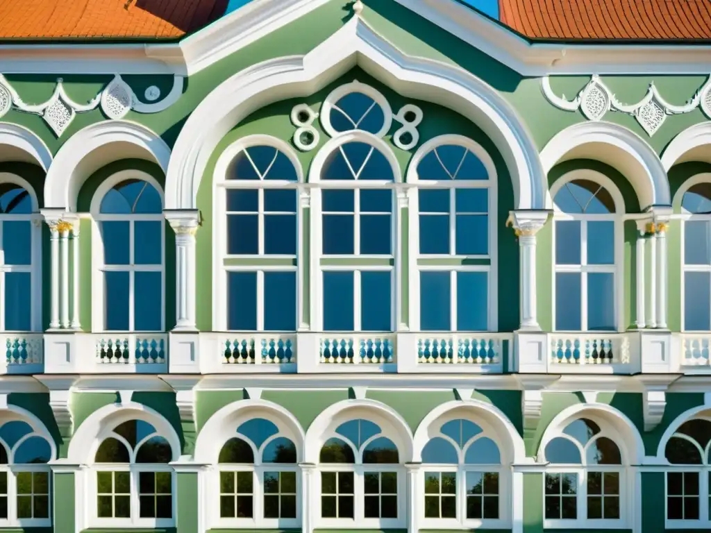 Detalle de la fachada del Palacio Kadriorg en Estonia, fusionando influencia islámica en arquitectura báltica