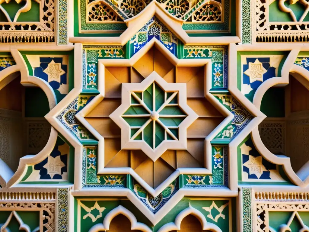 Detalle fascinante de los secretos matemáticos del arte islámico en los patrones geométricos de la Alhambra en Granada, España