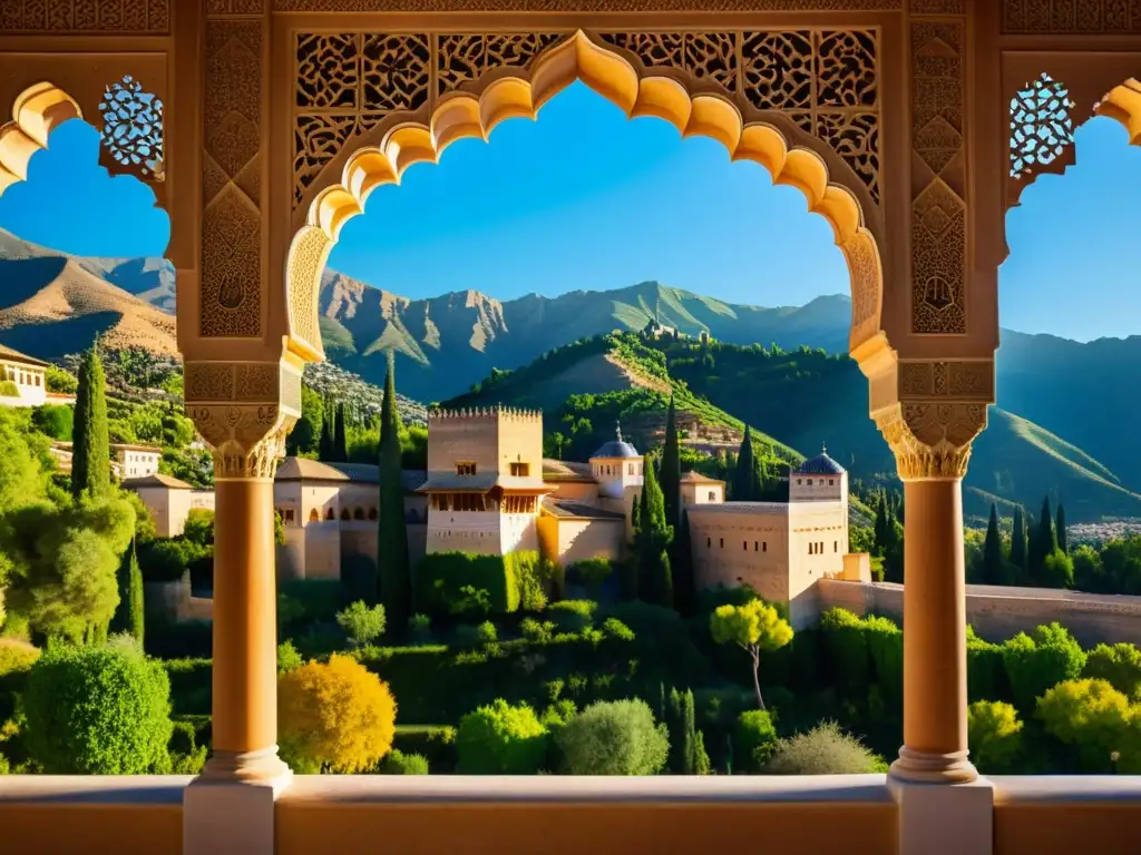 Detalle fotorealista de la Alhambra y su patrimonio islámico en Europa