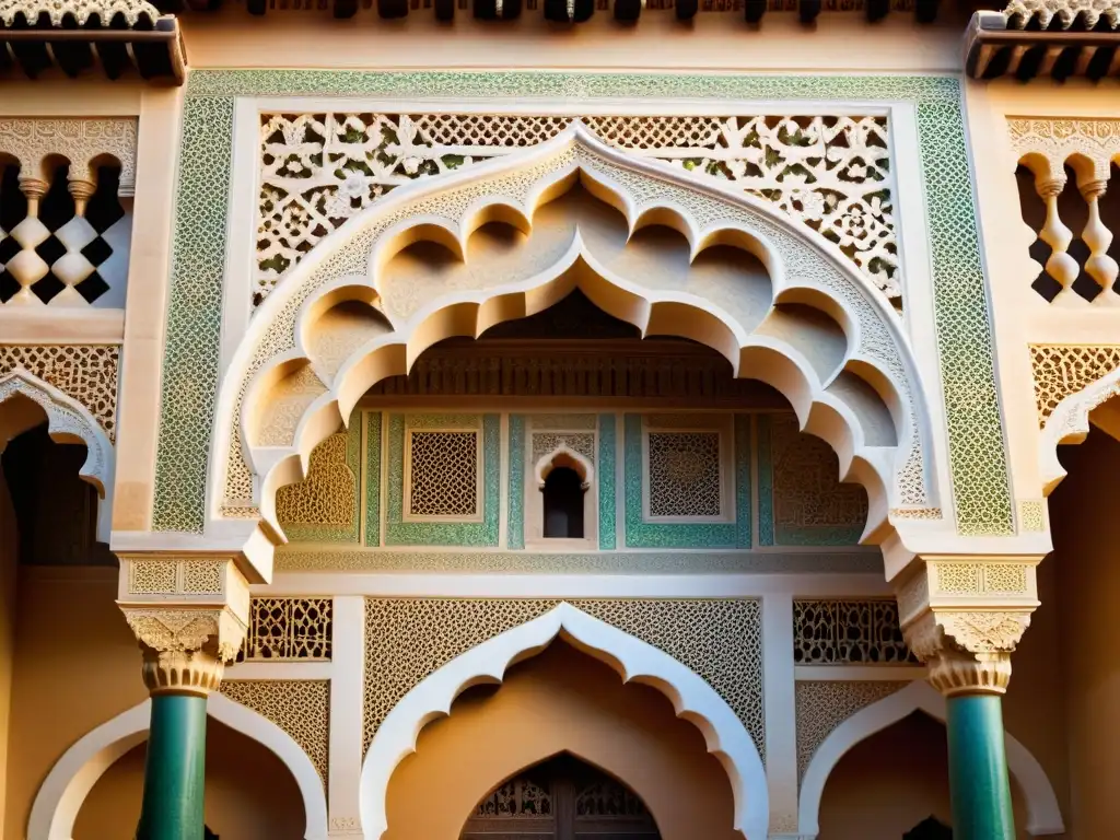 Detalle fotorealista de la Alhambra en Granada, con su arquitectura islámica y patrones ornamentales, inspiración islámica en arte occidental