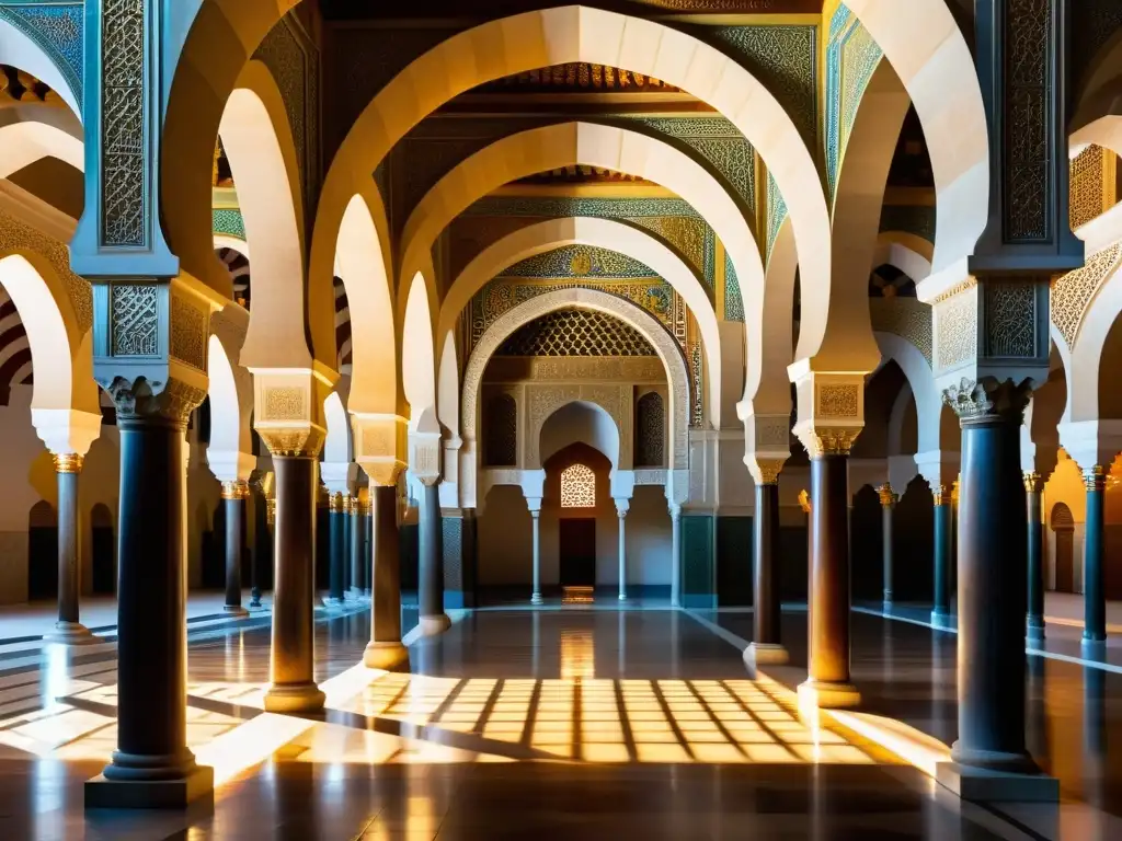 Detalle fotorealista de la Gran Mezquita de Córdoba, resaltando arcos y mosaicos